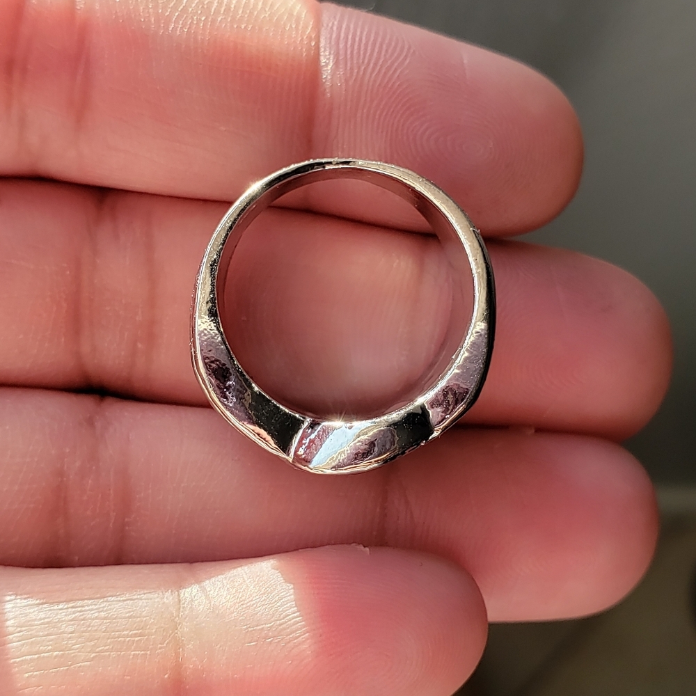 Silvertone Blue CZ Ring - Picture 2 of 8